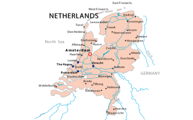 Map of Rotterdam Amsterdam Zeeland ports affected by the port strike.