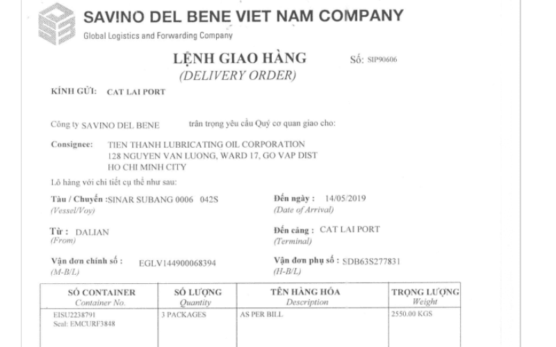 Import documents and D/O required even for a container arriving early