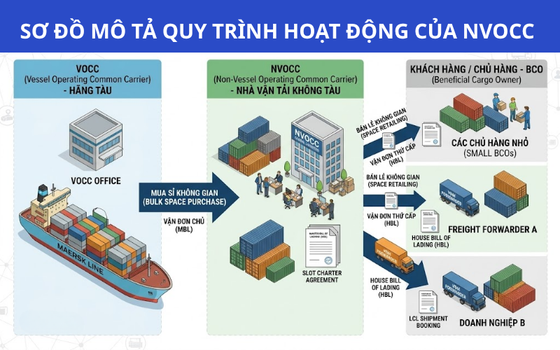 Cách thức hoạt động của nhà vận tải NVOCC khi phát hành vận đơn thứ cấp cho khách hàng