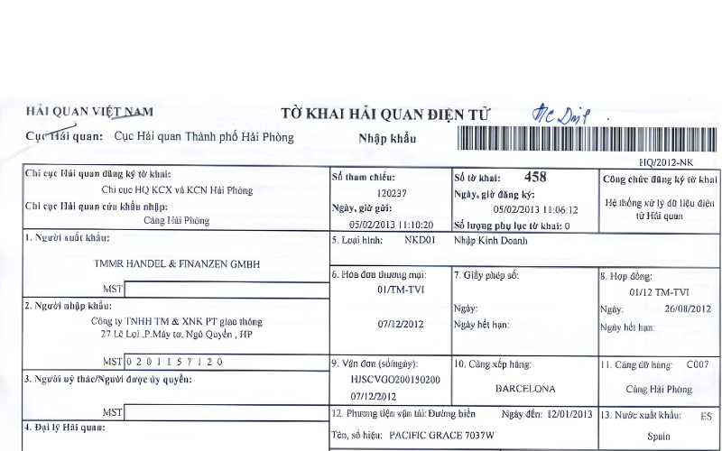 nhập liệu mã loại hình hàng hóa, một trong những thông tin quan trọng trên tờ khai hải quan điện tử