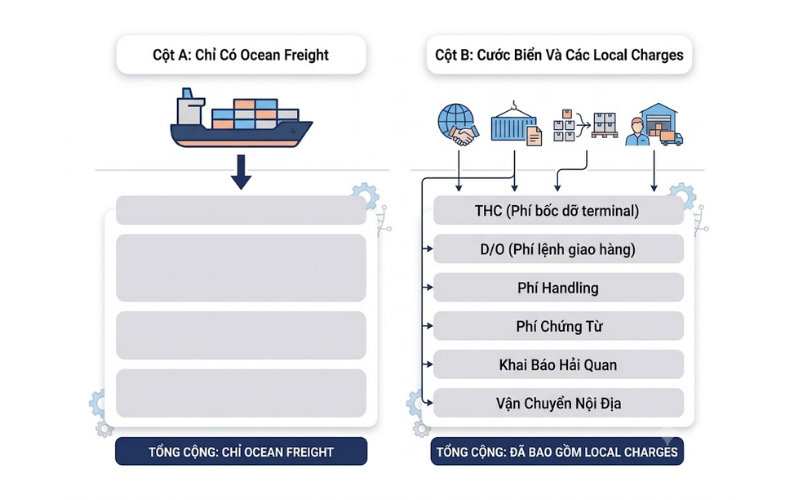 Service scope in forwarder quotation including ocean freight and local charges