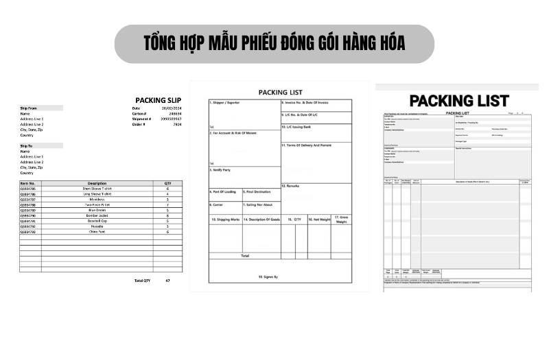 Phiếu Đóng Gói Packing List Vận Tải Đường Biển
