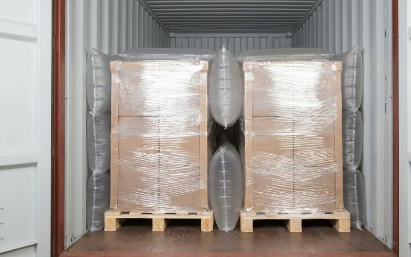 Quy trình đóng gói và chèn lót hàng hóa trong container chuyên nghiệp khi vận tải đường biển.