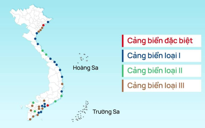 Bản đồ kết nối các cảng biển lớn trong tuyến vận chuyển đường biển nội địa Bắc Trung Nam